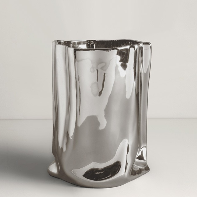 Nordic Electroplated Silver Ceramic Vase